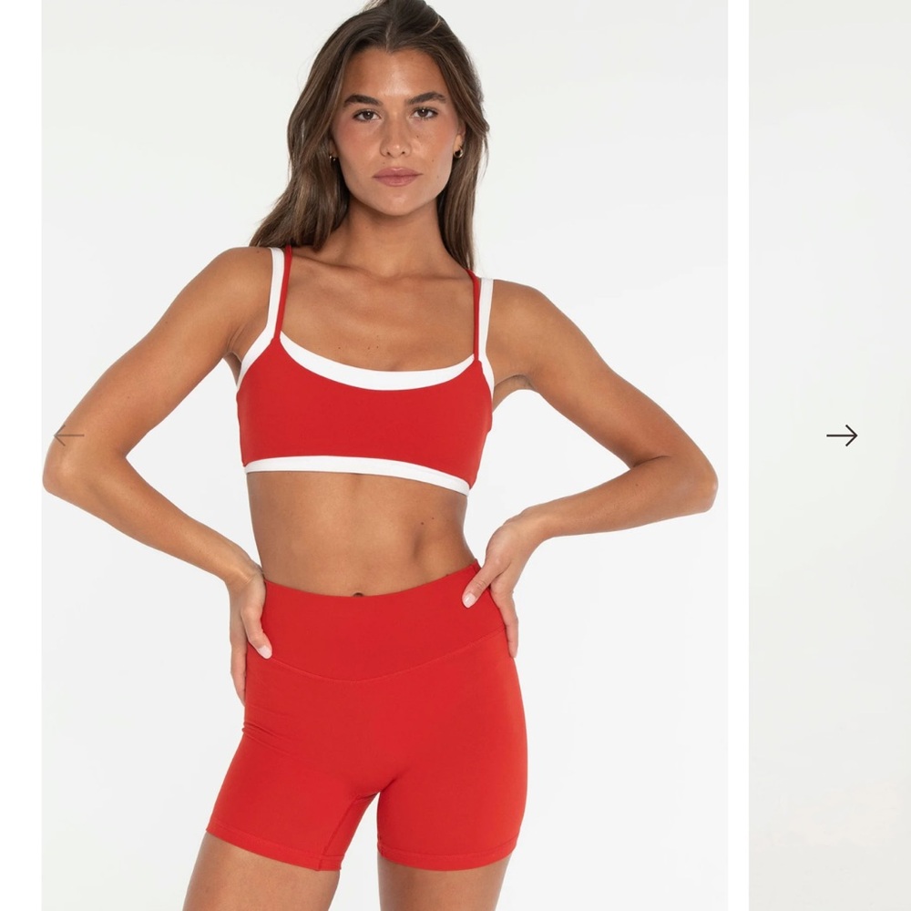 Red Women's Sports Bra and Shorts Set